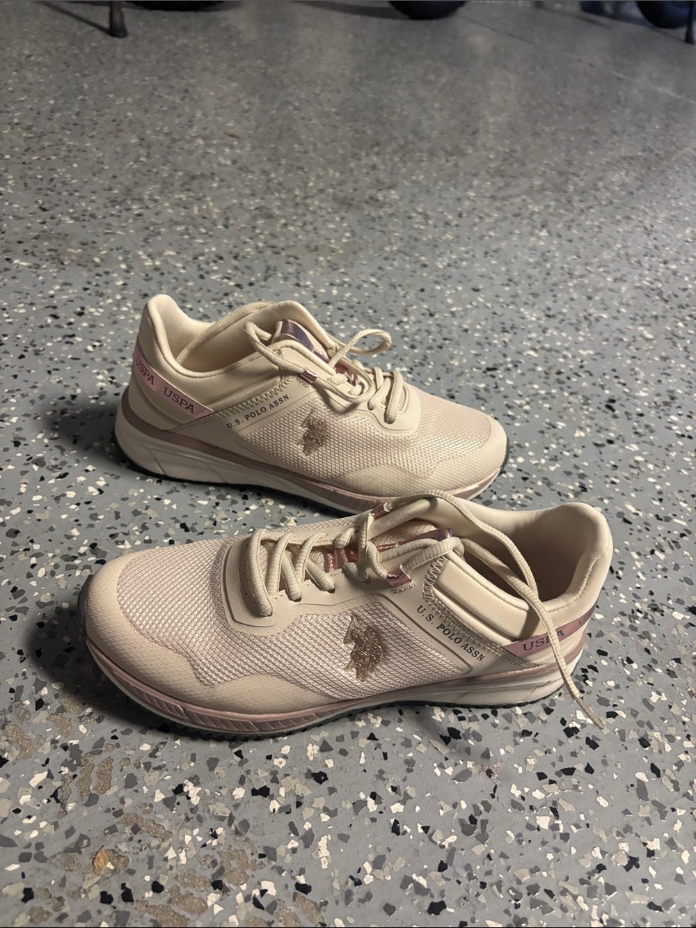 U.S. Polo Assn. Girls' Light Pink and Cream Lace-Up Sneakers